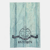 Blauw hout Welkom in het meer Theedoek (Verticaal)