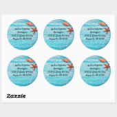 Blauw hout Zeesterren schelpen retouradres Ronde Sticker (Vel)