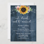 Blauw Hout Zonnebloem Eet Drink en wees getrouwd Kaart (Voorkant)