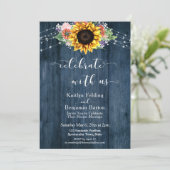 Blauw hout zonnebloem Licht vieren met ons Kaart (Staand voorkant)