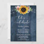 Blauw hout zonnebloemlampjes Laten we vieren Kaart (Voorkant)