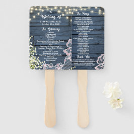 Blauw Houten Koordlichten & Kant Trouwprogramma Handwaaier