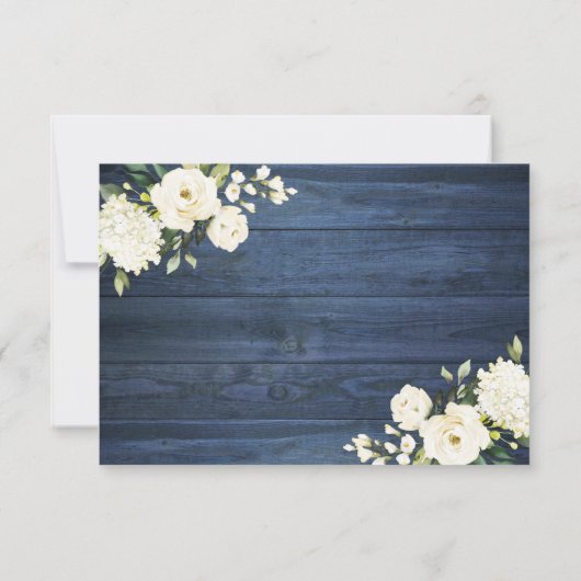 Blauw Houten Landelijke Witte Bloemen Mason Jar RS Kaart (Achterkant)