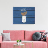Blauw Houten Pot Lepel Familie Keukendecor Rustiek Canvas Afdruk (Insitu (Woonkamer))