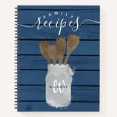 Blauw Houten Pot Lepel Familie Recepten Kookboek R Notitieboek (Voorkant)