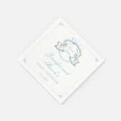 Blauw houten schommelend paard kuif baby jongen do servet (Hoek)