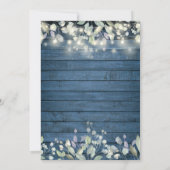 Blauw houten snoerlichten salie lila bruiloft kaart (Achterkant)