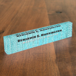 Blauw Houten Verticale Latten Kantoor  Naambordje