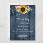 Blauw Houten Zonnebloem na de Huwelijksviering Kaart (Voorkant)