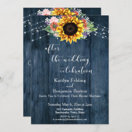 Blauw Houten Zonnebloem na de Huwelijksviering Kaart