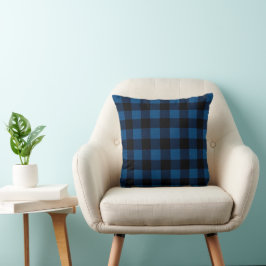 Blauw Houthakkersgeruit Kussen