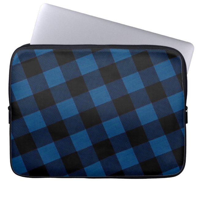 Blauw Houthakkerskaro Laptop Sleeve (Voorkant)