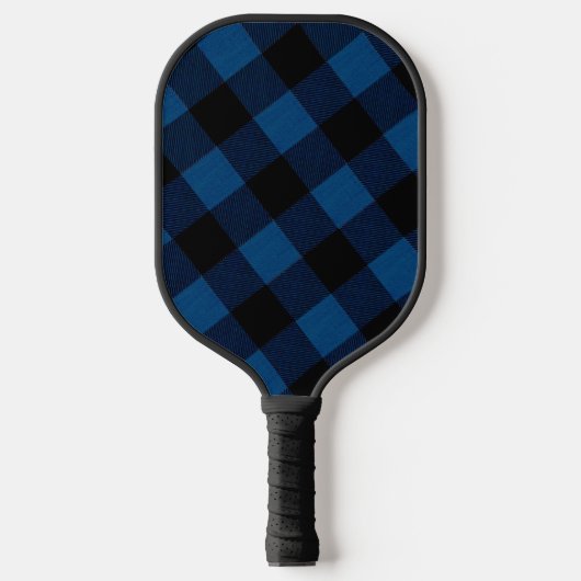 Blauw Houthakkersruitjes Pickleball Paddle (Voorkant)