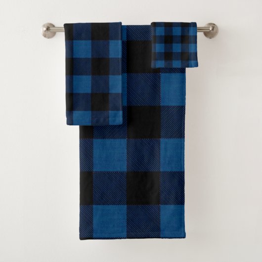 Blauw houtvester kariert bad handdoek (Insitu)