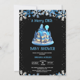 blauw huis Baby Shower Vrolijk Kerstfeest Kaart