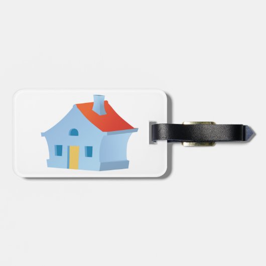 Blauw huis bagagelabel (Achterkant horizontaal)