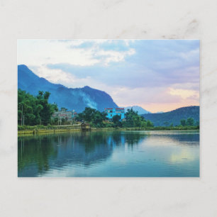 Blauw huis briefkaart