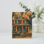 Blauw huis briefkaart (Staand voorkant)