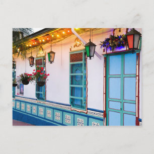 Blauw huis briefkaart