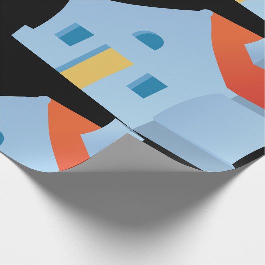 Blauw huis cadeaupapier