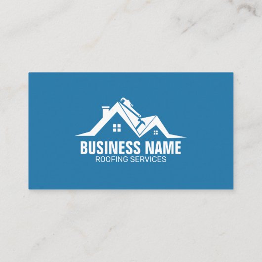 Blauw huis dakbedekking constructie dakspanen visitekaartje (Achterkant)
