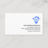Blauw huis elektrische bedrading circuit visitekaartje (Achterkant)