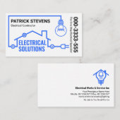 Blauw huis elektrische bedrading circuit visitekaartje (Voorkant / Achterkant)