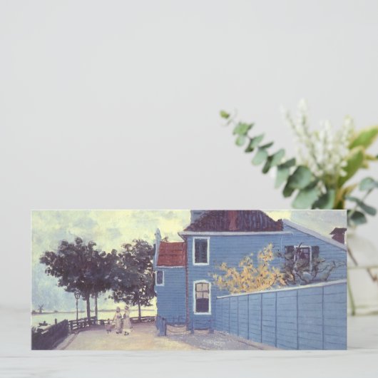 Blauw huis in Zaandam door Claude Monet (Staand voorkant)