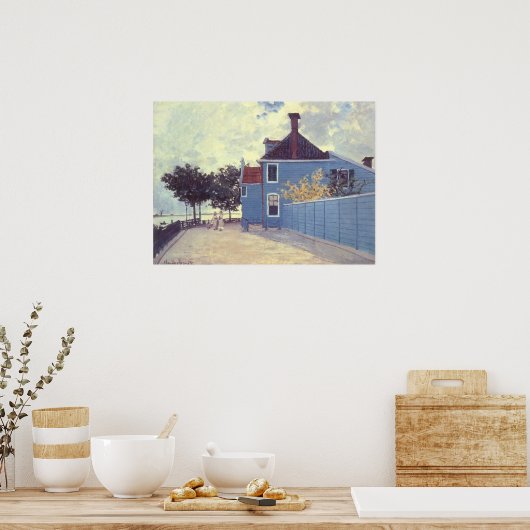 Blauw huis in Zaandam door Claude Monet Poster (Keuken)