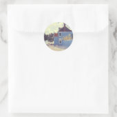 Blauw huis in Zaandam door Claude Monet Ronde Sticker (Tas)
