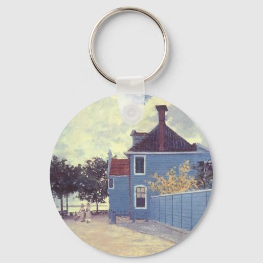 Blauw huis in Zaandam door Claude Monet Sleutelhanger (Voorkant)
