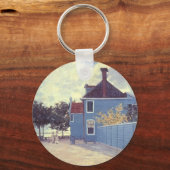 Blauw huis in Zaandam door Claude Monet Sleutelhanger (Voorkant)