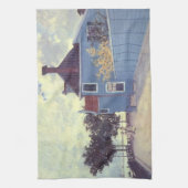 Blauw huis in Zaandam door Claude Monet Theedoek (Verticaal)