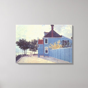 Blauw huis in Zaandam van Claude Monet Canvas Afdruk