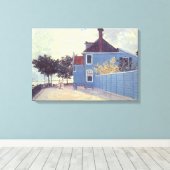 Blauw huis in Zaandam van Claude Monet Canvas Afdruk (Insitu (Houten vloer))