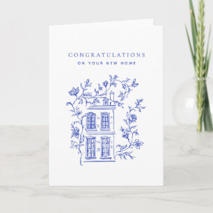 Blauw  Huis Nieuw Huis Gefeliciteerd Kaart