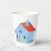 Blauw huis papieren bekers (Voorkant)