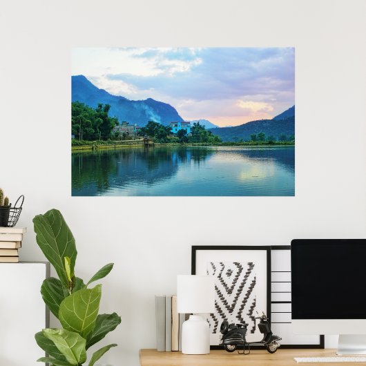 Blauw huis poster (Thuiskantoor)