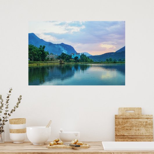 Blauw huis poster (Keuken)