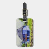 Blauw huis schilderen bagagelabel (Voorkant verticaal)