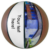 Blauw huis schilderen basketbal (Verticaal)