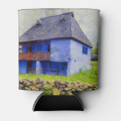 Blauw huis schilderen blikjeskoeler (Voorkant)