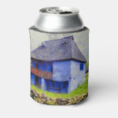 Blauw huis schilderen blikjeskoeler (Blikje Achterkant)