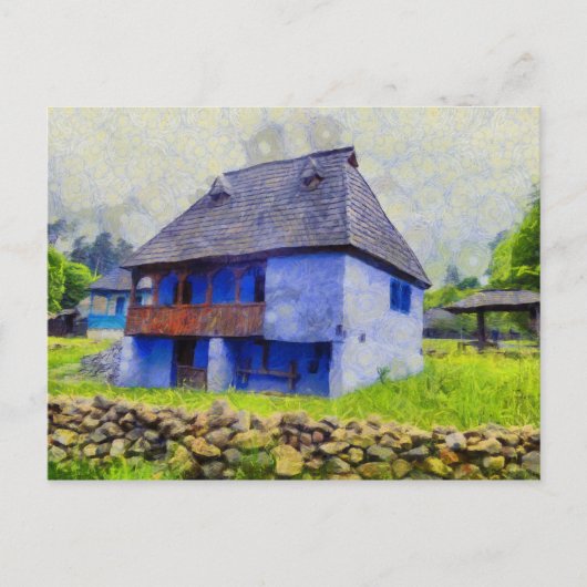 Blauw huis schilderen briefkaart (Voorkant)