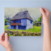 Blauw huis schilderen flyer (Hand)