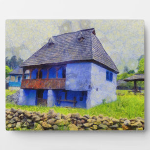 Blauw huis schilderen fotoplaat