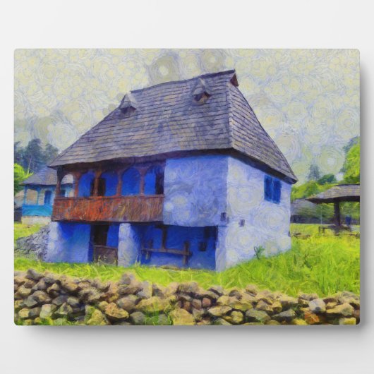 Blauw huis schilderen fotoplaat (Voorkant)