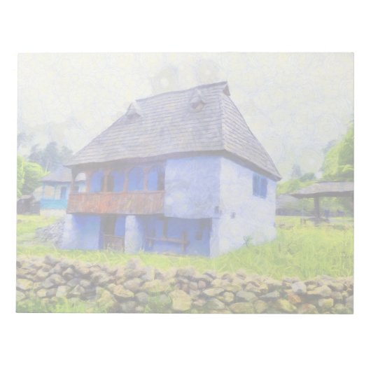 Blauw huis schilderen notitieblok (Voorkant)