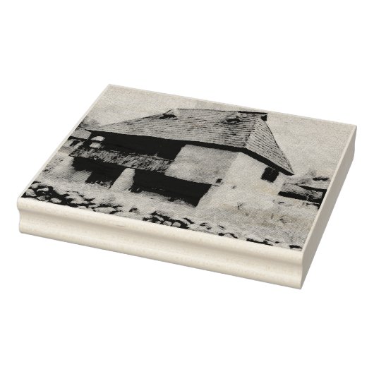Blauw huis schilderen rubberstempel (Stempel)