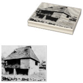 Blauw huis schilderen rubberstempel (Gestempeld)